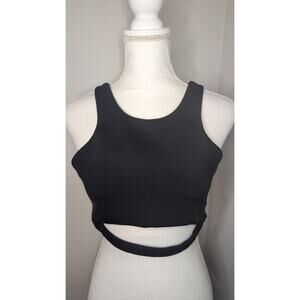 Cleo Harper Sports Bra Large Black Strappy Longline Athleisure